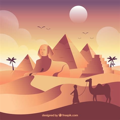 Free Vector | Ancient egypt landscape with flat design