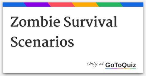 Zombie Survival Scenarios