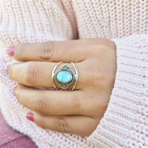 Natural Larimar Ring, Larimar Silver Ring, Larimar Ring, 925 Silver ...