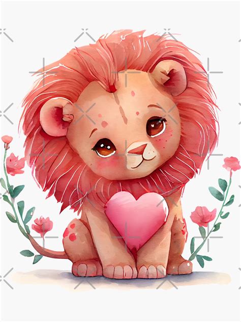 "Lovely baby lion sitting with heart. Cute baby lion gift" Sticker for Sale by magodi | Redbubble