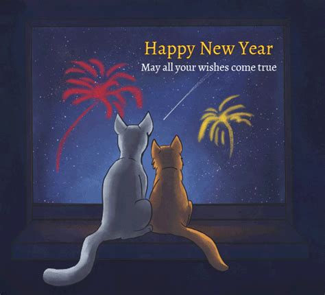 Happy New Year Firework Cats. Free ... | Happy new year 2019, Happy new ...