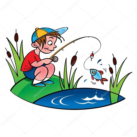 Dibujos: ilustraciones de pesca | niño de dibujos animados de pesca — Vector de stock © ofchina ...