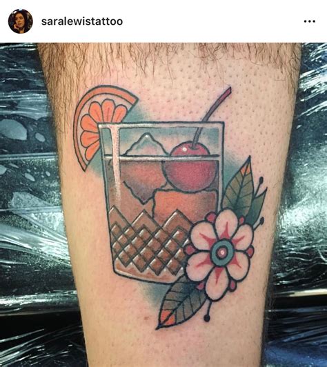 old fashioned cocktail tattoo - japaneseteaartillustration