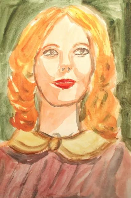 VINTAGE FAUVIST WATERCOLOR painting girl portrait $58.50 - PicClick
