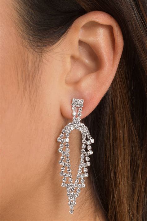 Janice Rhinestone Statement Earrings in Silver - $13 | Tobi US