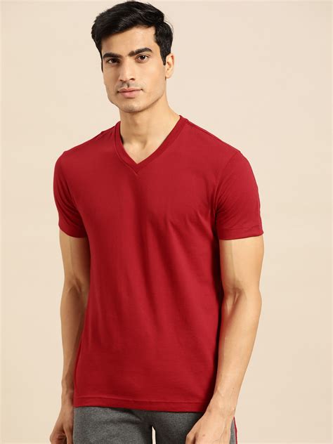 Buy Jockey Men Red Solid V Neck T Shirt - Tshirts for Men 11444470 | Myntra