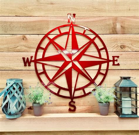 Compass Wall Decor, Nautical Compass,wall Art, Nautical Metal Wall Art, Nautical Rose, Outdoor ...