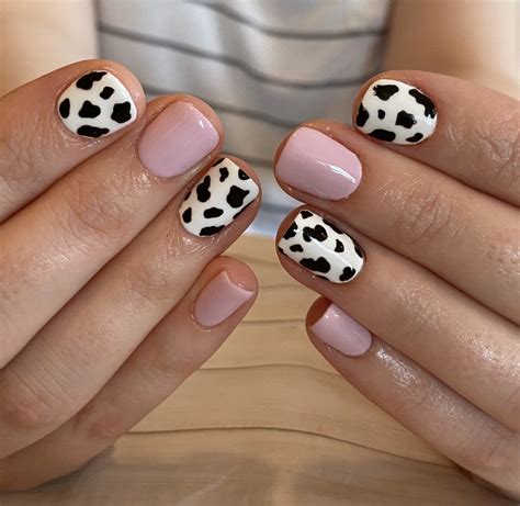 Cow print nails in 2022 | Cute gel nails, Cow nails, Short gel nails