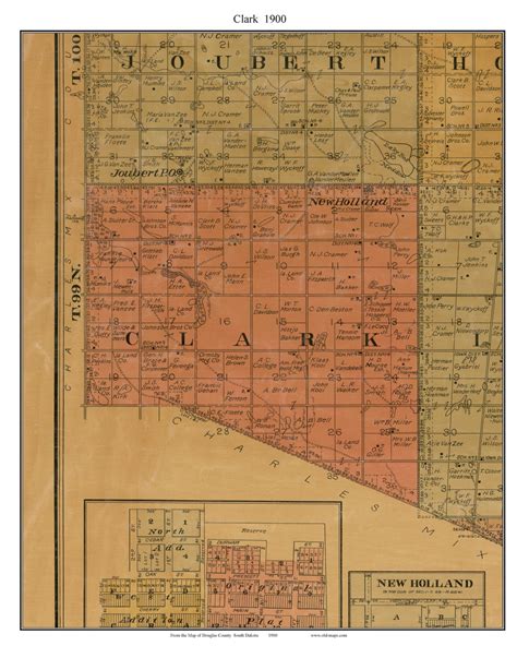 Clark, South Dakota 1900 Old Town Map Custom Print - Douglas Co. - OLD MAPS