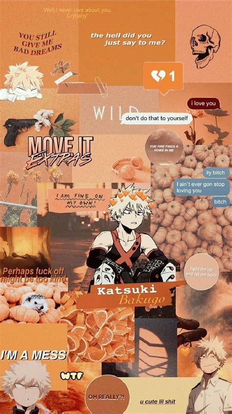 Download Orange Aesthetic My Hero Academia Bakugo With Quotes Wallpaper ...