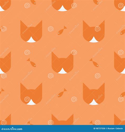 Orange Cat Background Flat Vector Stock Vector - Illustration of icon, cartoon: 98737558