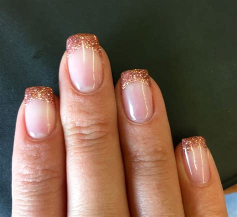 Rose gold glitter gel nails Glitter French Manicure, Glitter Gel Nails ...