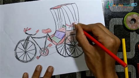 How to drawing a rickshaw with color. step by step. - YouTube