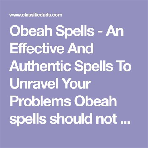 Obeah Spells - An Effective And Authentic Spells To Unravel Your ...