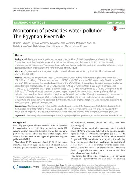 (PDF) Monitoring of pesticides water pollution-The Egyptian River Nile