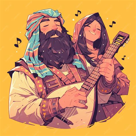 Premium Vector | Afghan Man in Traditional Rubab Players Outfit