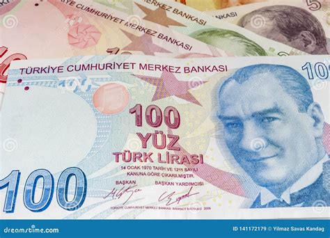 Turkish Lira Banknotes and Coin in Circulaton Stock Image - Image of ...