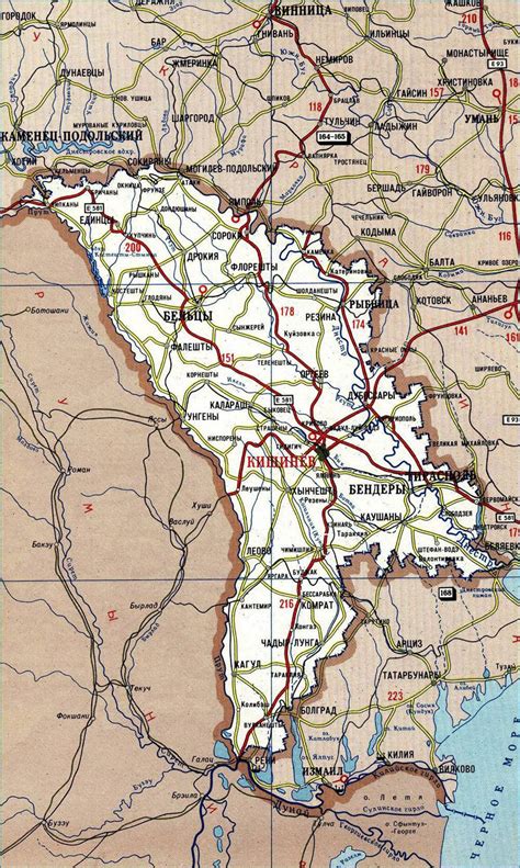 Detailed road map of Moldova in russian | Moldova | Europe | Mapsland ...