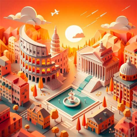 Isometric Graphic of Rome City in Italy with Some of City Landmarks and Monuments Stock ...