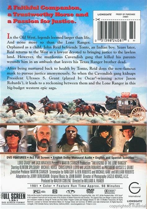 Legend Of The Lone Ranger, The (DVD 1981) | DVD Empire