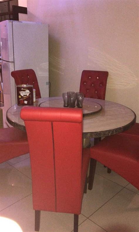 Dining Marble table with 6 chairs, Furniture & Home Living, Furniture ...