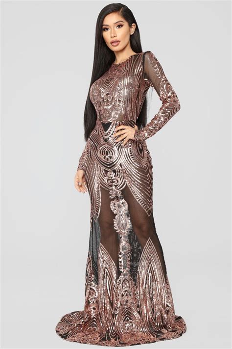 On The Red Carpet Dress - RoseGold Sequin Maxi Dress, Metallic Dress, Black Midi Dress, Satin ...