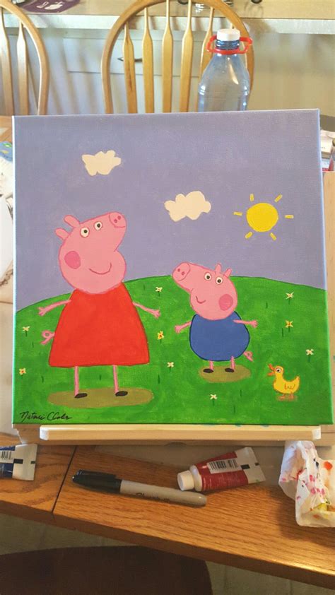 Peppa Pig Painting. Done with acrylic paints on canvas. Made for my ...