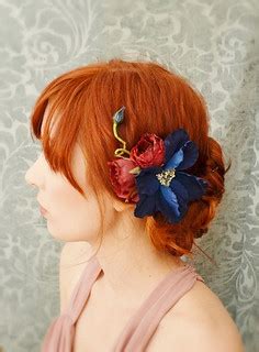 midnight blue - deep navy and burgundy floral clip | Flickr