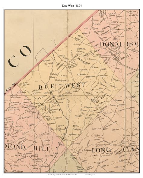 Due West, South Carolina 1894 Old Town Map Custom Print - Abbeville Co. - OLD MAPS