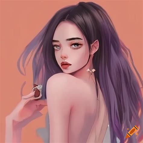 Semi-realistic aesthetic girl artwork on Craiyon