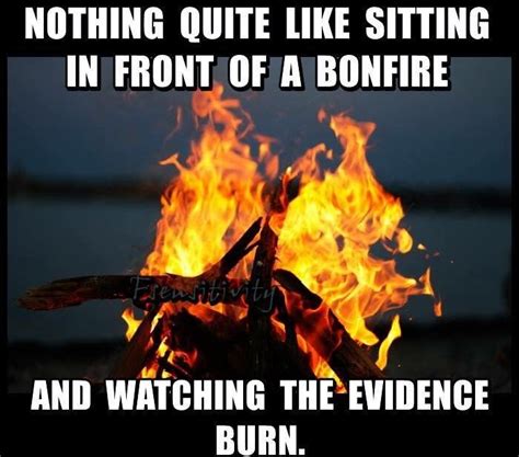 Nothing quite like sitting in front of a bonfire meme (With images) | Bonfire quotes, Things to ...