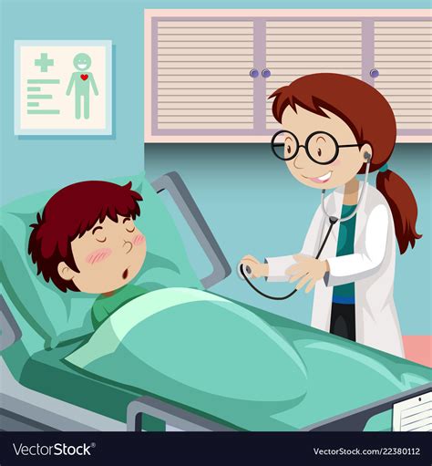 A boy resting in hospital Royalty Free Vector Image