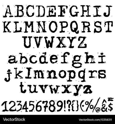 Old typewriter font vintage grunge letters Vector Image