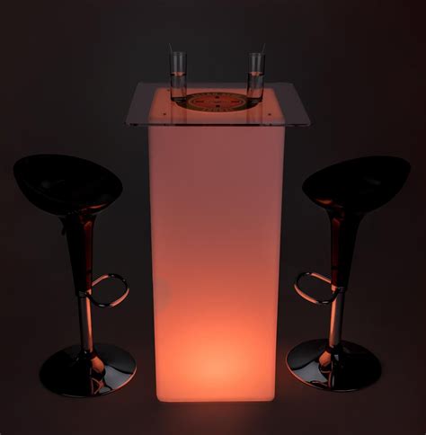 Illuminated LED Pub Table Set w/ Custom Printed Top, 2 Black ABS Stools | Pub table sets, Pub ...