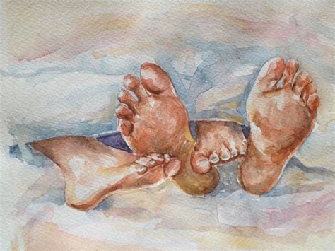 Original watercolor painting ... 'Happy feet vol.2' | Romance art, Watercolor art, Art painting