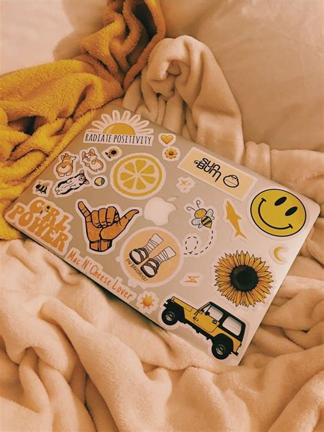 laptop stickers | Yellow aesthetic, Macbook stickers, Aesthetic stickers