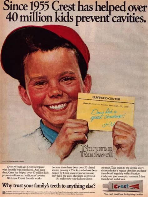 1974 CREST FLUORIDE Toothpaste Norman Rockwell Great Checkup Vintage ...