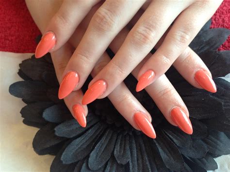 Acrylic nails with new orange gelish gel polish | Acrylic na… | Flickr