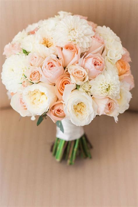 Peach wedding bouquet, Summer wedding bouquets, Ivory bridal bouquet