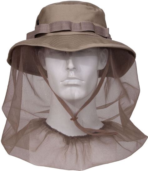 Khaki Military Tactical Boonie Hat With Full Mosquito Netting ...