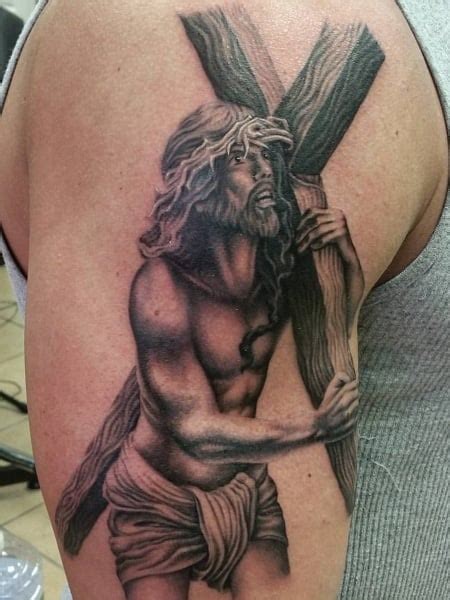 Jesus Christ Carrying The Cross Tattoo