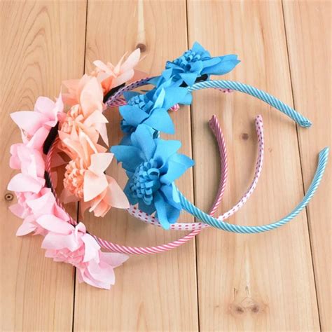 Plastic hairbands hairhoops with flowers Adult & Kids Headbands hair ...