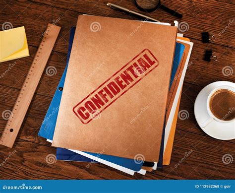 Confidential Folders from Above Stock Photo - Image of laptop, crop ...