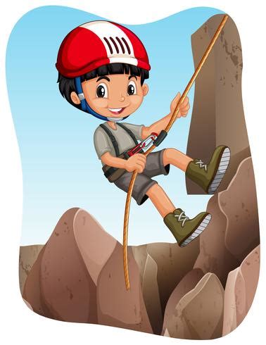 Boy climbing up the mountain 366235 Vector Art at Vecteezy