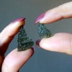 Moldavite Tektite Alien Shark Fin Triangular Real Green Gem — Satin Crystals