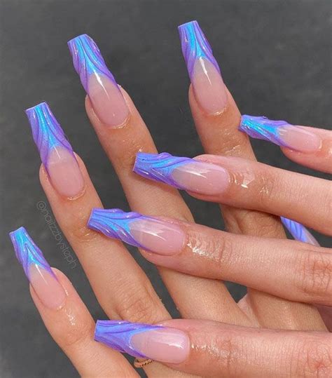 Under the Sea 30+ Seashell Nail Art Ideas : Blue Purple Seashell French ...