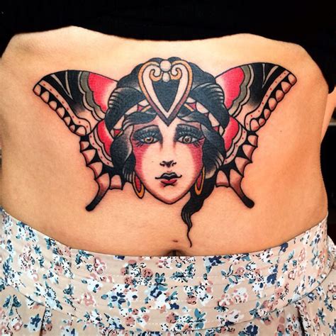 Traditional style tattoo #gypsy #girl #butterfly Mermaid Tattoos ...