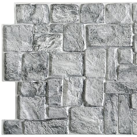 Dundee Deco's Grey Faux Old Stone PVC 3D Wall Panel, 3.3 ft X 1.6 ft, Interior Design Wall ...