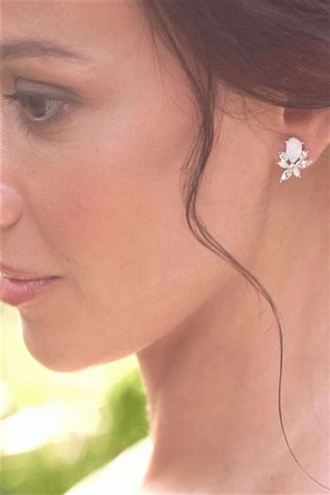 Opal Cluster Stud Wedding and Formal Earrings Silver or Gold Affordable Elegance Bridal Op in ...