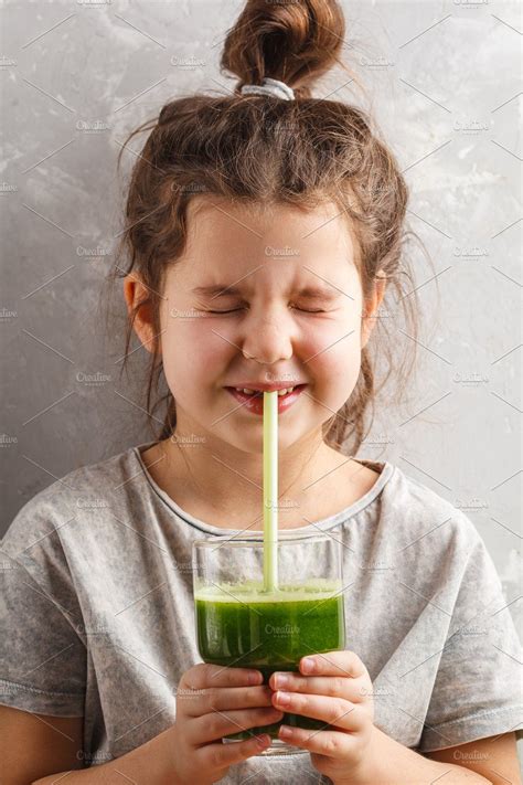 girl drinks healthy green juice by vaaseenaa on @creativemarket Healthy Vegetarian Dinner ...